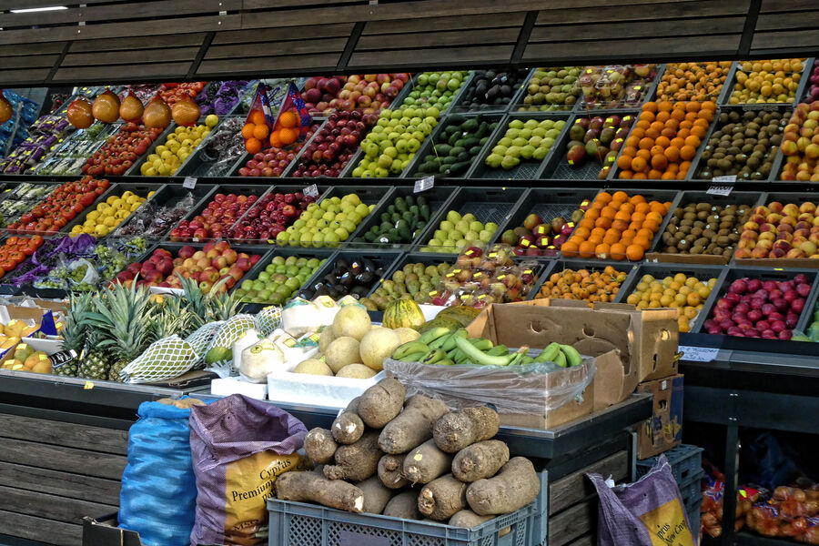 Fresh fruit and vegetables on display
