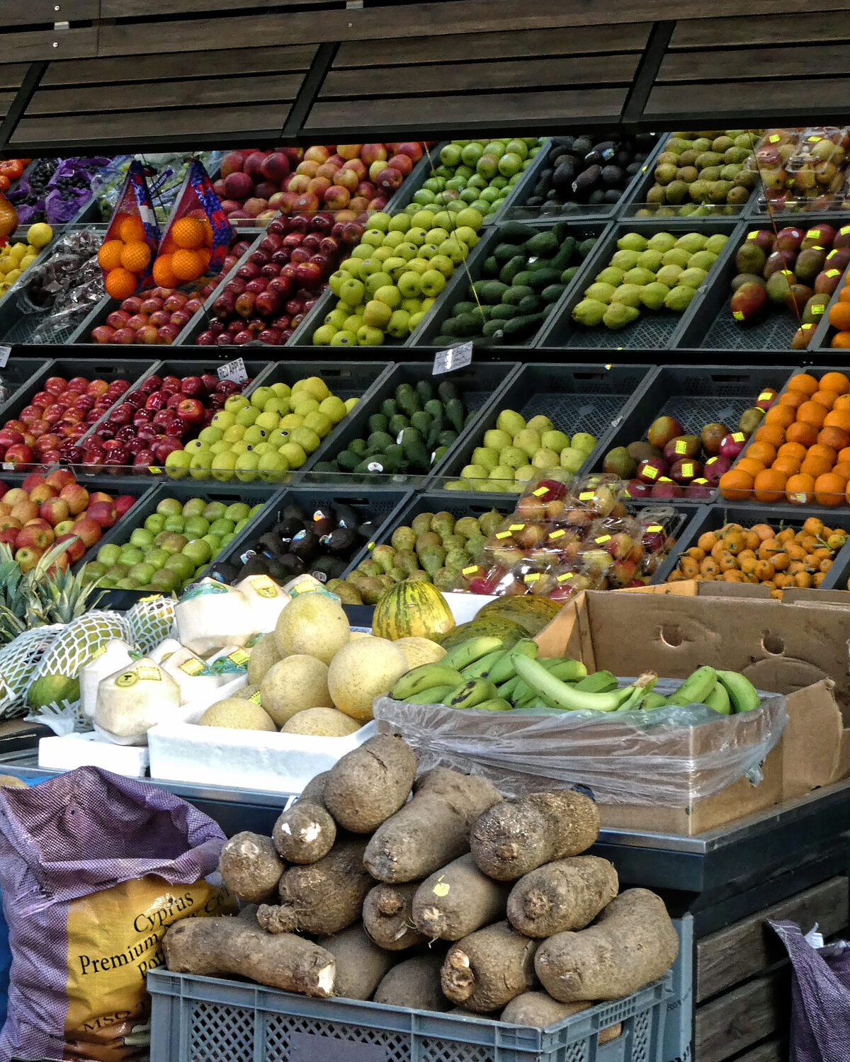 Fresh fruit and vegetables on display, representing the fresh produce available at Halai General Stores